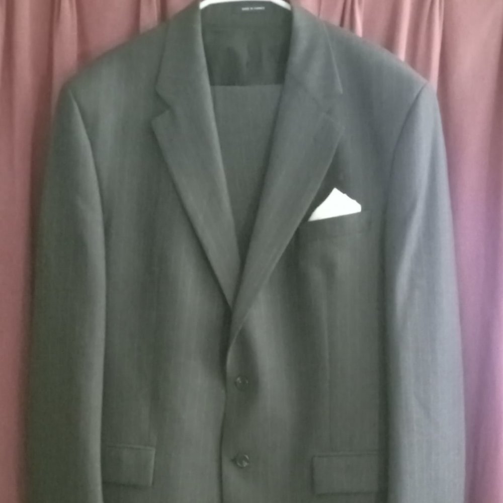 Charcoal Grey Pinstripe Suit Chaps Ralph Lauren 44L